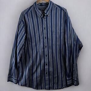 Roundtree & Yorke Button Down Shirt 2X Striped Long Sleeve Professional Career